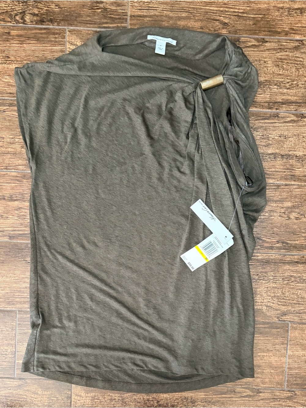 Kenneth Cole Olive-Taupe Twist Front Tunic